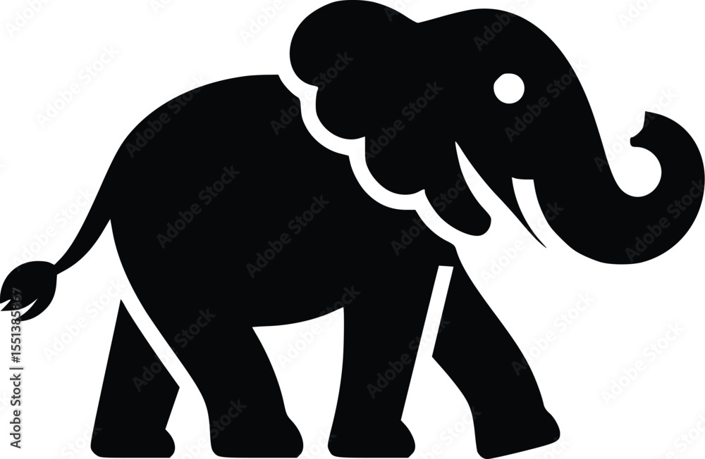 Fototapeta premium Editable vector silhouette of an elephant walking, simple icon design
