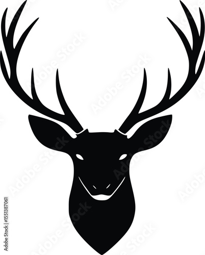 Majestic deer head silhouette, editable vector illustration, isolated on white