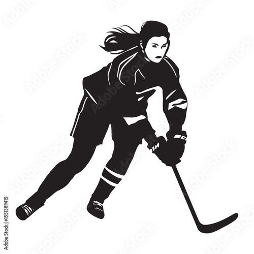 Hockey girl player silhouette