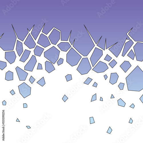 Ice or frozen cracked surface with purple to cold blue to white gradient. Great for winter, cold themes, frozen design, or textures for games, packaging, webtoon or comic funny scene, seasonal banners