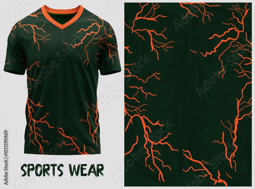 T-shirt V-neck  Short sleeve. With knit jersey fabric and rib neck texture ( 3d rendered )jersey design, jersey texture, sports wear, jersey design for Sublimation print