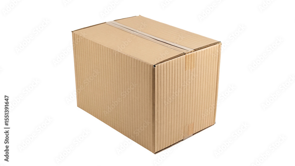 Fototapeta premium Cardboard Box Isolated Against White Background for Shipping and Packaging on transparent background close-up