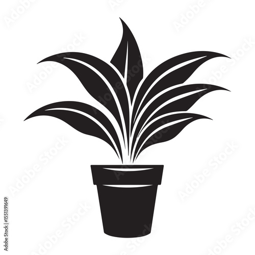 Peace lily potted plant silhouette