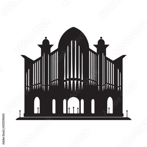Pipe organ with pipes silhouette