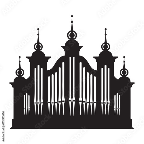 Pipe organ with pipes silhouette