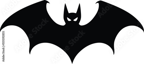 Black bat silhouette vector illustration, Halloween design element, spooky creature, dark wings, night animal, gothic style, scary graphic, editable vector,