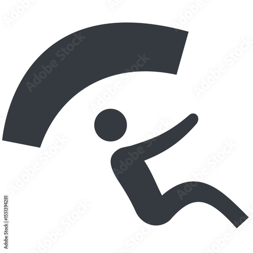 sky diving silhouette vector icon
