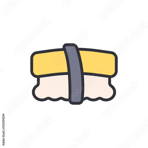 Delicious Tamago Nigiri Sushi Icon With Modern Minimalist Style Vector