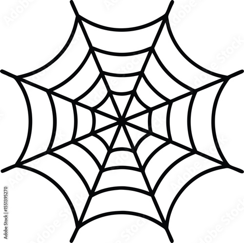 spider web icon line art vector illustration on transparent background	
