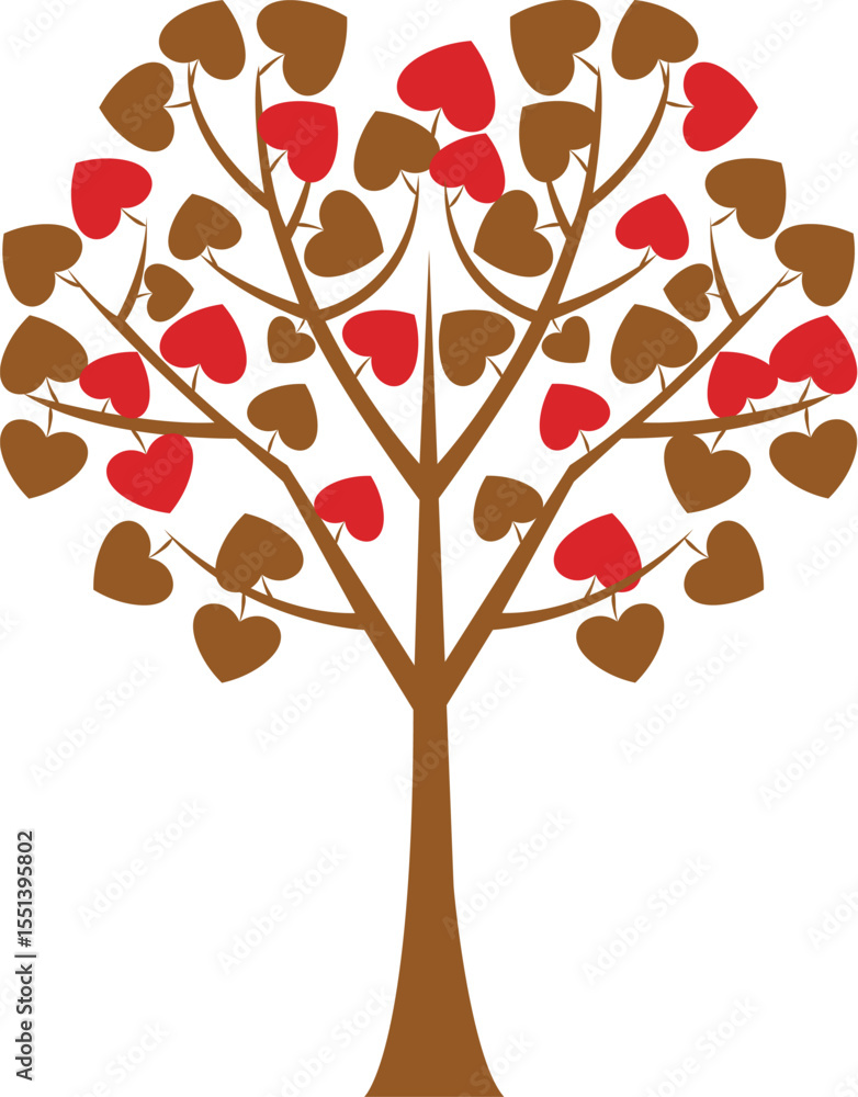 Naklejka premium Tree with heart-shaped leaves minimalist vector. 