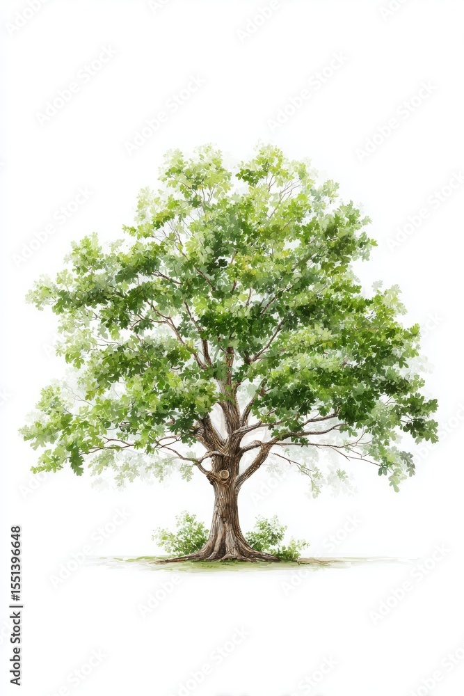 Obraz premium Lush Green Tree Isolated on White Background for Nature Themes