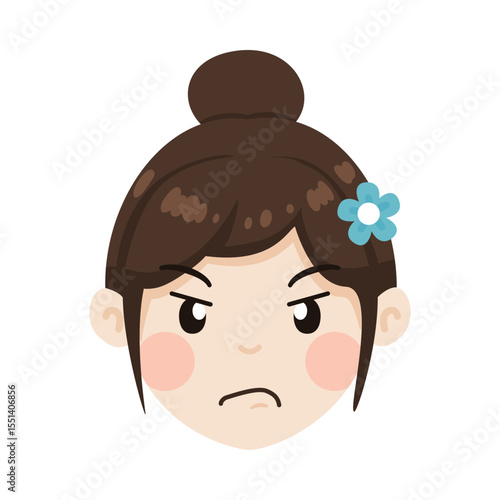 Girl with Mad Expression A Cartoon Illustration of Anger