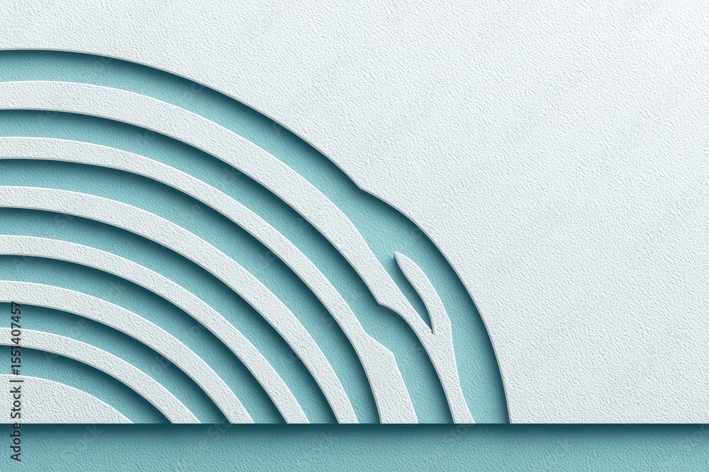 Fototapeta premium Light-blue rainbow-shaped design on light-gray background