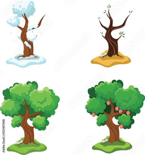  Seasonal Trees Winter, Spring, Summer, and Autumn Variations