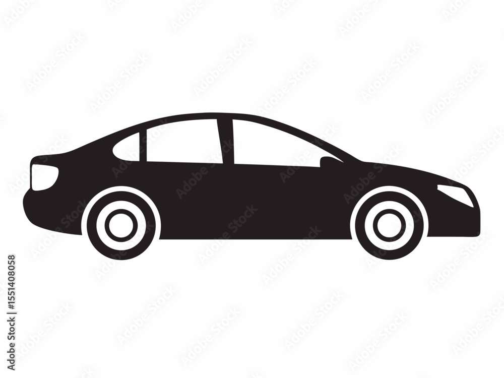 Fototapeta premium black car isolated on white silhouette