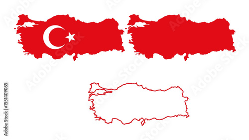 Set of Turkey map isolated on white background, vector illustration design
