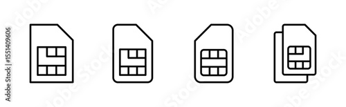 Sim card icon set. dual sim card icon vector