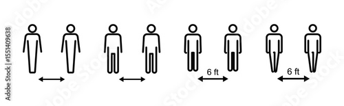 Social distance icon set. social distancing icon. self quarantine sign