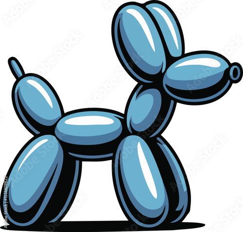 Cartoon balloon animal dog vector illustration. Flat design vector of a balloon animal shaped like a dog in a playful cartoon style.