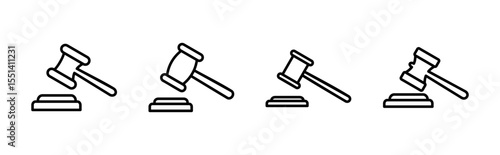 Gavel icon set. judge gavel icon vector. law icon vector. auction hammer