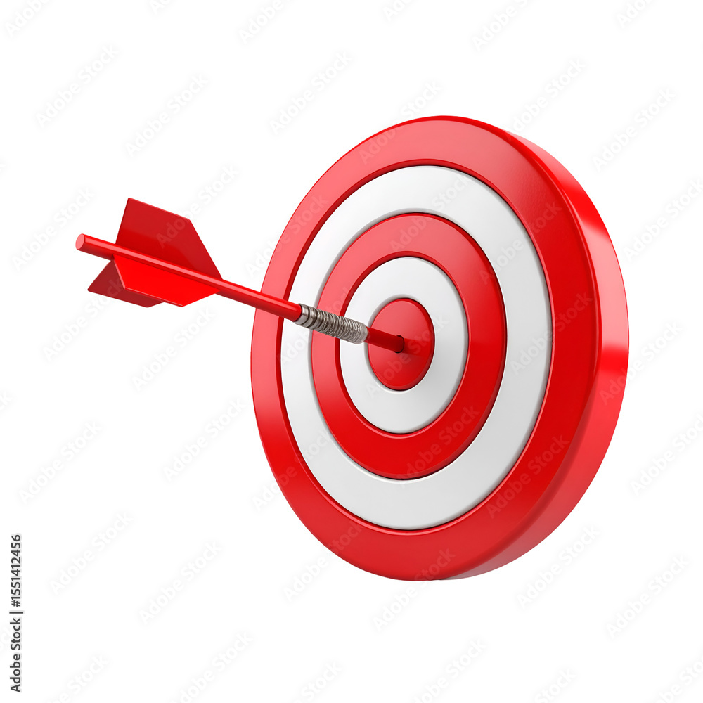 Bullseye: A single red dart finds its mark, piercing the center of a vibrant red and white target. The image embodies precision, achievement, and the unwavering pursuit of a goal. Bullseye: A single red dart finds its mark, piercing the center of a vibrant red and white target. The image embodies precision, achievement, and the unwavering pursuit of a goal.