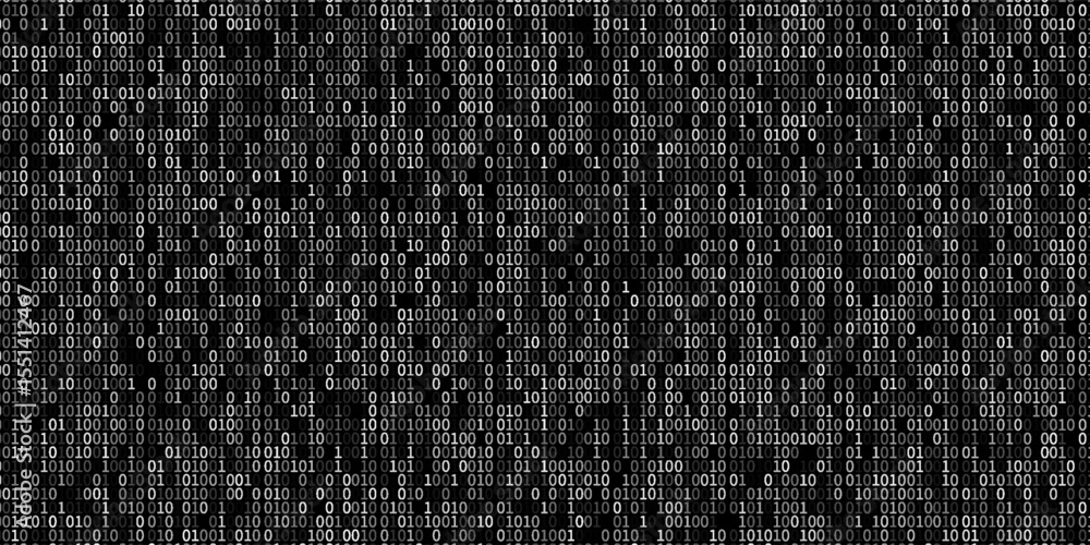 Fototapeta premium numbers 01 on black numerical code sequence for data science and software development, with dynamic numbers crunching and data processing on tech background