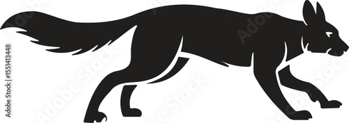 A sleek silhouette of a fox in a walking pose, showcasing its agile form and characteristic features. This design is perfect for wildlife-themed projects, logos.