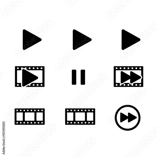 Shooting set icon. Film shooting, film player, old film, video, slideshow. Movie concept. vector illustration