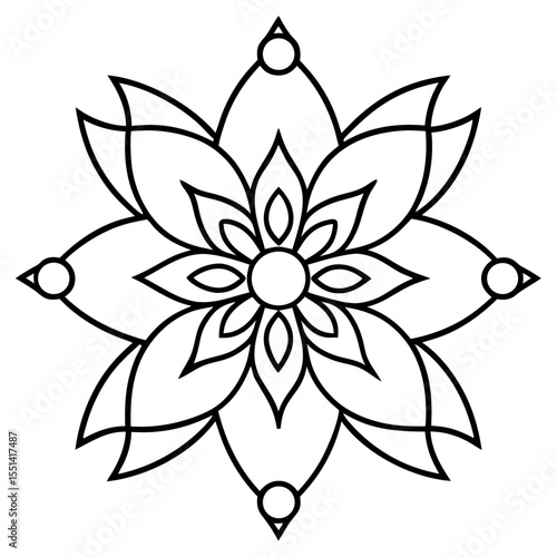 Minimal Rangoli Line Art Vector