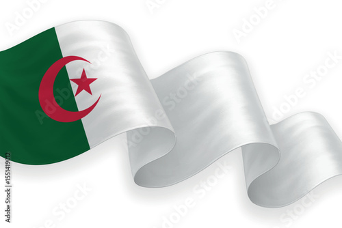 Algeria national flag waving on white background