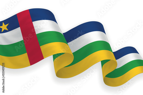 Central African Republic national flag waving on white background