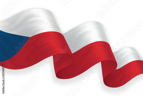 Czech Republic national flag waving on white background