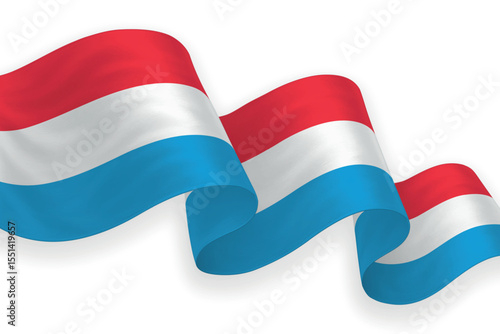 Luxembourg national flag waving on white background