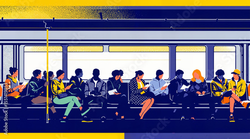 Urban Transit Passengers Pop Art Subway Commute