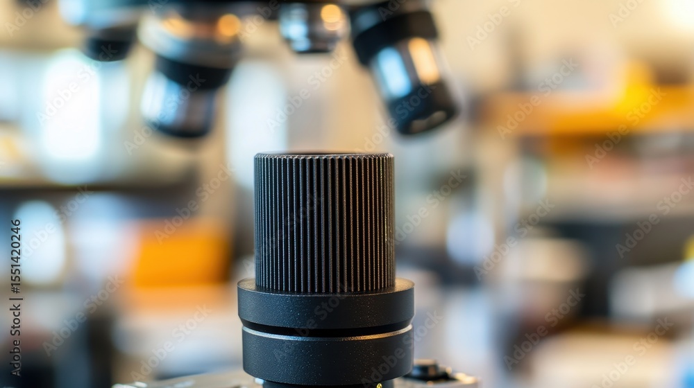 Naklejka premium Close-Up View of Camera Lens and Microscope Equipment Setup