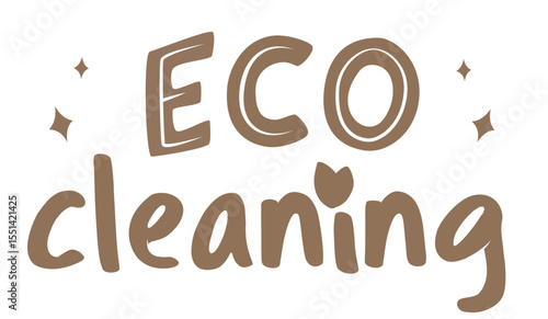 Earth-toned eco cleaning lettering with stars and heart for rustic-style packaging and organic lifestyle branding

