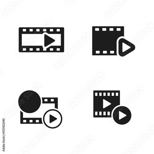 Shooting set icon. Film shooting, film player, old film, video, slideshow. Movie concept. vector illustration