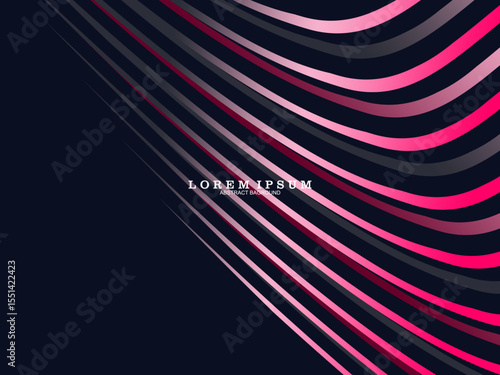 A dark blue background with curved bands varying in shades of pink, magenta and gray, creates a modern and dynamic composition suitable for digital backgrounds or futuristic designs.