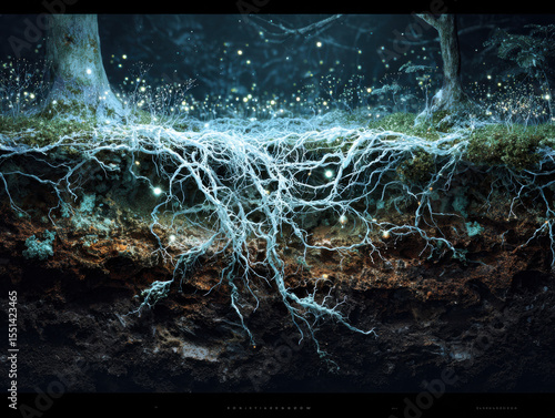 Wallpaper Mural 地下に広がる光る菌糸網 / Luminous Subterranean Mycelial Web
 Torontodigital.ca