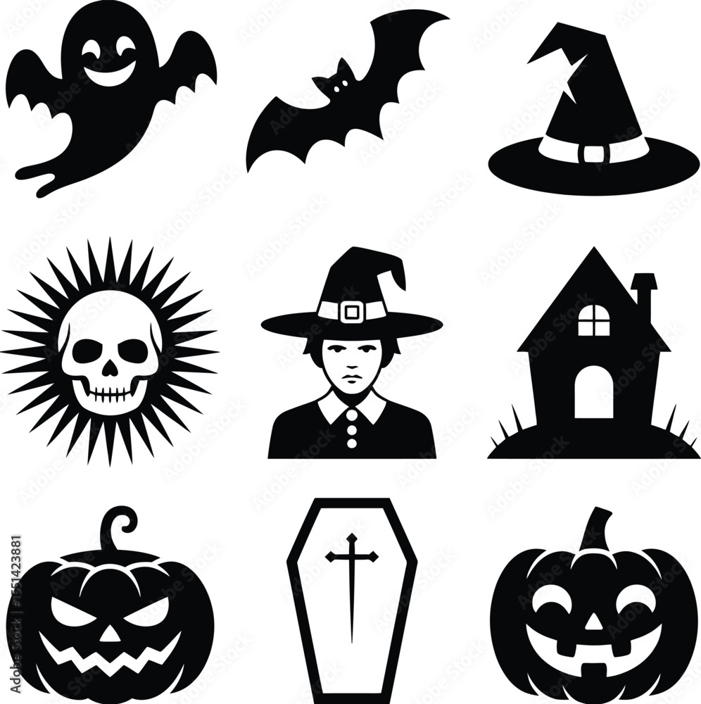 Obraz premium halloween icons set