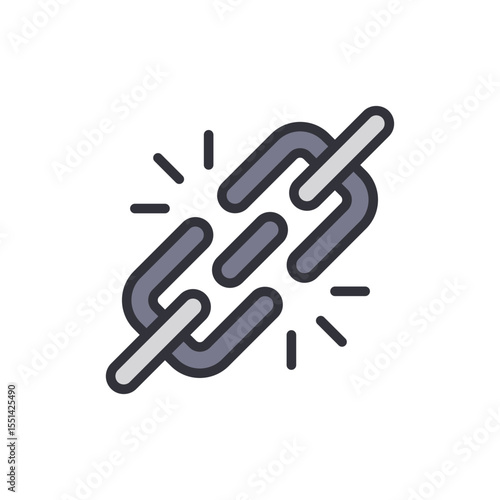 Broken Chain Symbolizing Disconnection Or Loss Of Connectivity