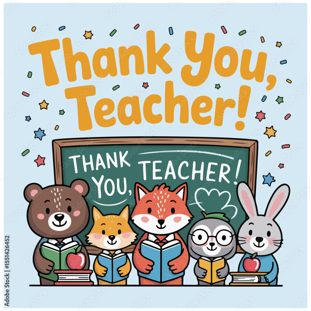 Fototapeta premium World Teachers? Day cartoon flyer 5.eps