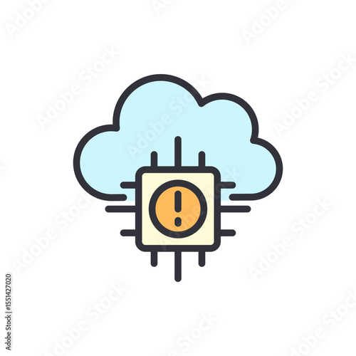 Cloud Computing With Exclamation Mark Symbolized As Error Message