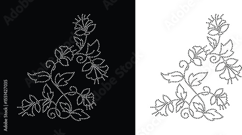 Abstract, beautiful flower rhinestone design, rhinestone, crystal glitter motif design.