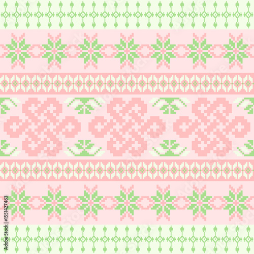 Geometric Pixelated Ethnic Textile Art