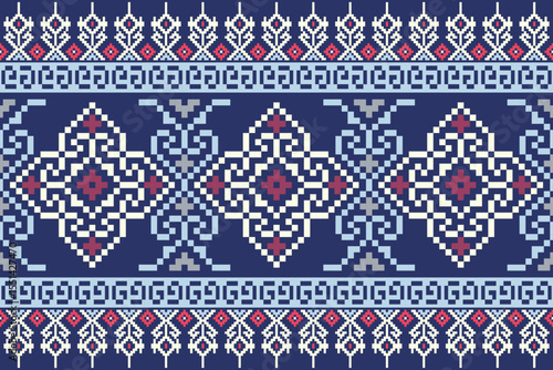 Geometric Pixelated Ethnic Textile Art