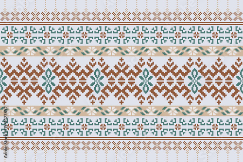 Geometric Pixelated Ethnic Textile Art