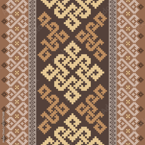 Geometric Pixelated Ethnic Textile Art