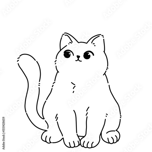 Curious cwt staring up line art outline vector 