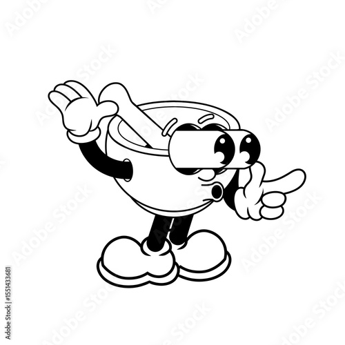 Retro character design of suprised mortar outline